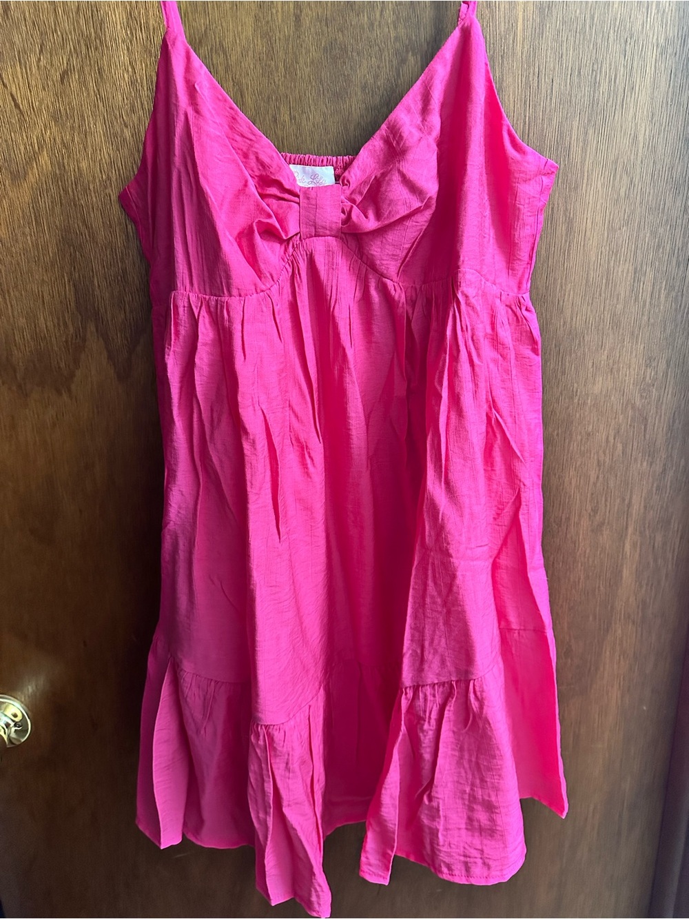 Hot Pink Spaghetti-Strap Dress with Bow